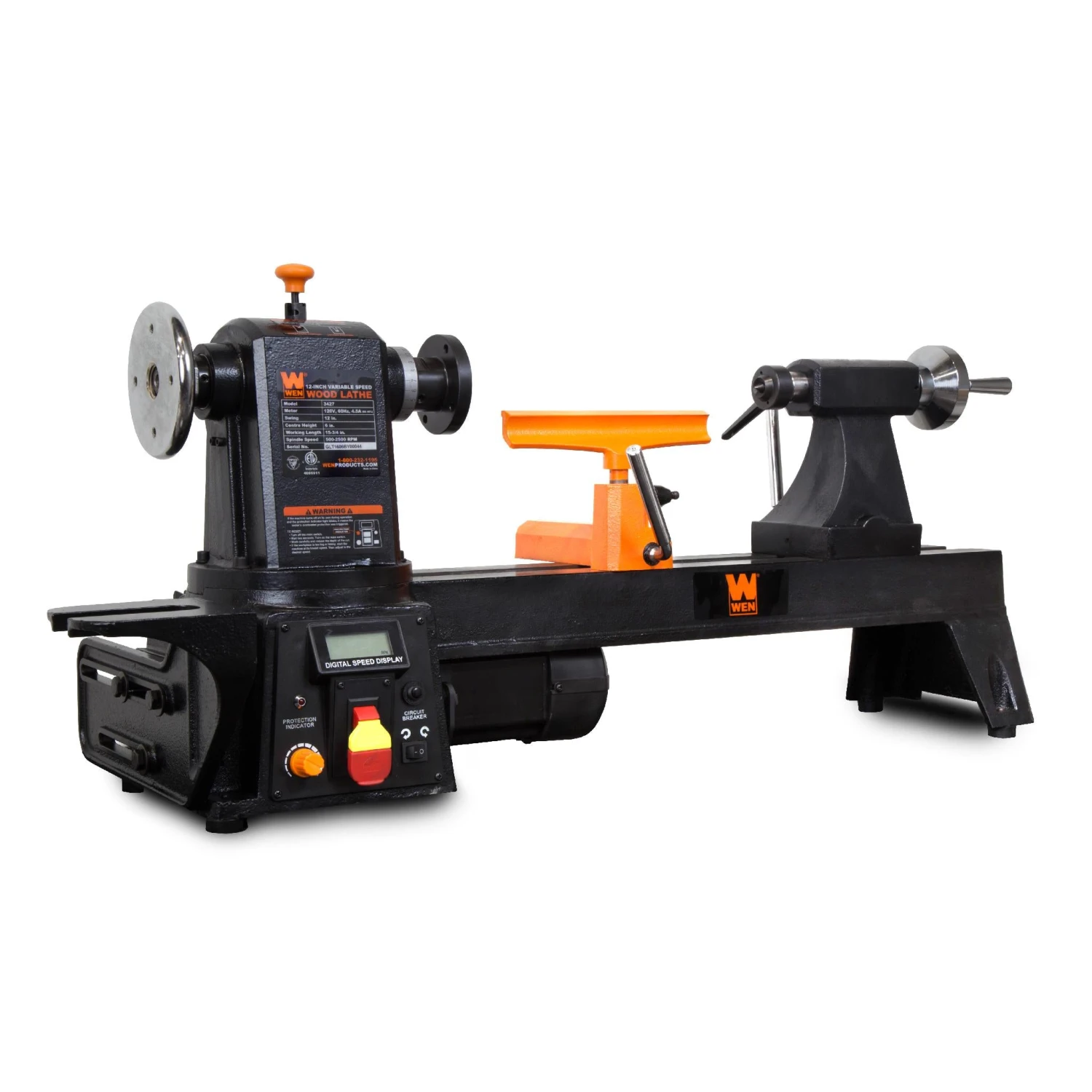 WEN 34027 12-Inch By 16-Inch Variable Speed Multi-Directional Cast Iron Wood Lathe With 16-Inch Capacity Bowl-Turning Back Plate(Wen 34027 12 Inch By 15 Three Fourths Inch Variable Speed Multi Directional Wood Lathe) 3 WEN 34027 12-Inch By 16-Inch Variable Speed Multi-Directional Cast Iron Wood Lathe With 16-Inch Capacity Bowl-Turning Back Plate(Wen 34027 12 Inch By 15 Three Fourths Inch Variable Speed Multi Directional Wood Lathe)